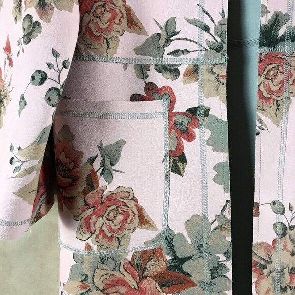 JOAN VASS Floral Faux Suede Open Front Jacket NWT Medium - Picture 6 of 12